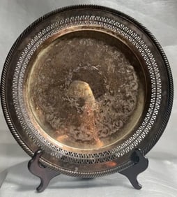 VINTAGE THE INTERNATIONAL SILVER COMPANY DECORATIVE SILVER PLATTER 12 " WIDE