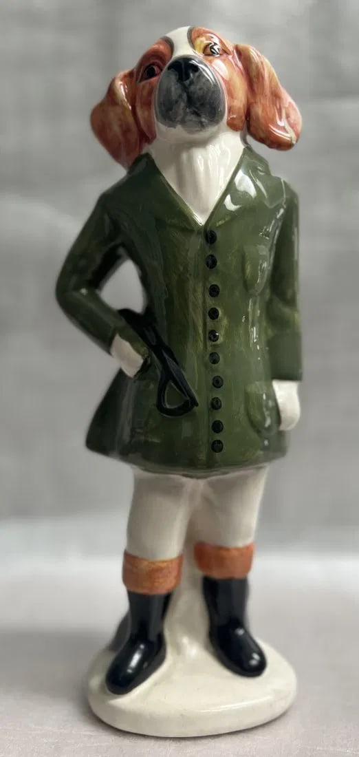 VINTAGE CERAMIC ANIMAL, DOG IN A SUIT STANDS 12" (1 of 3)