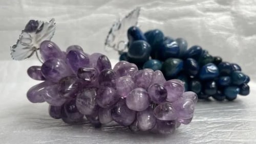 20th CENTURY SEMI-PRECIOUS STONE GRAPE CLUSTERS, SET OF 2