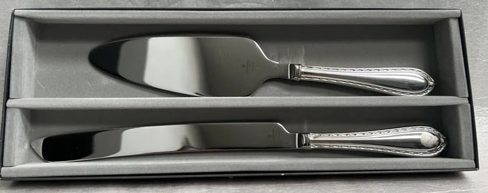 WATERFORD SILVER CAKE KNIFE AND SERVER SET IN THE BOX