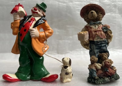 ENESCO 1970's CLOWN Fine GIFTWARE Made in Sri Lanka 5" TALLVINTAGE CERAMIC BEAR