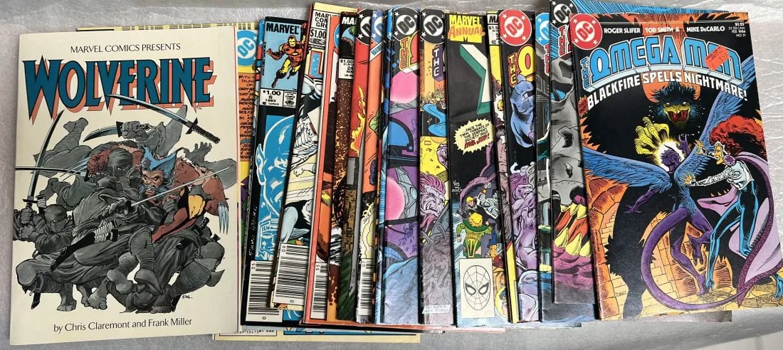 Collection of 21 Comic Books from the 1980s Marvel & DC With Wolverine Book (1 of 3)