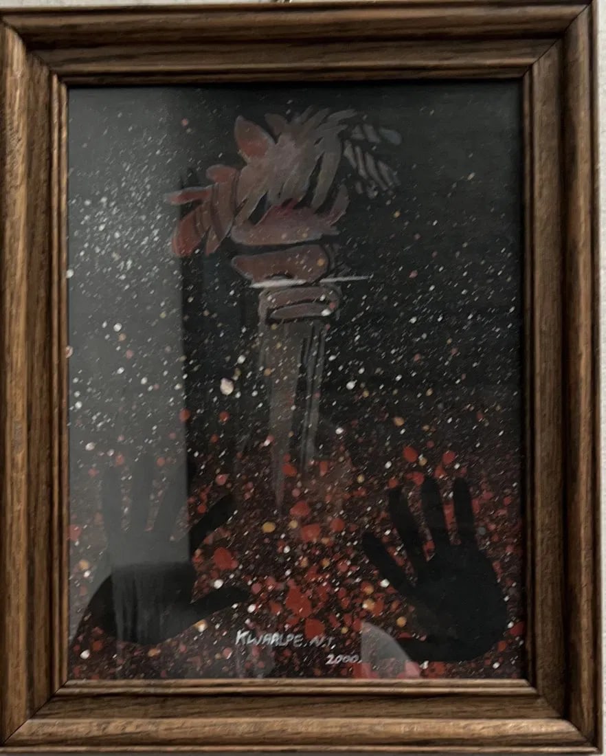 DOUGLAS KWARLPE ABBOTT (B 1948)" KADAICHA MAN" DATED 2000, OIL ON CANVAS: This beautiful painting by Douglas Kwarlpe Abbott titled "Kadaicha Man" is a stunning representation of his artistic ability. Created in 2000 with oil on canvas, this original piece showcases the arti