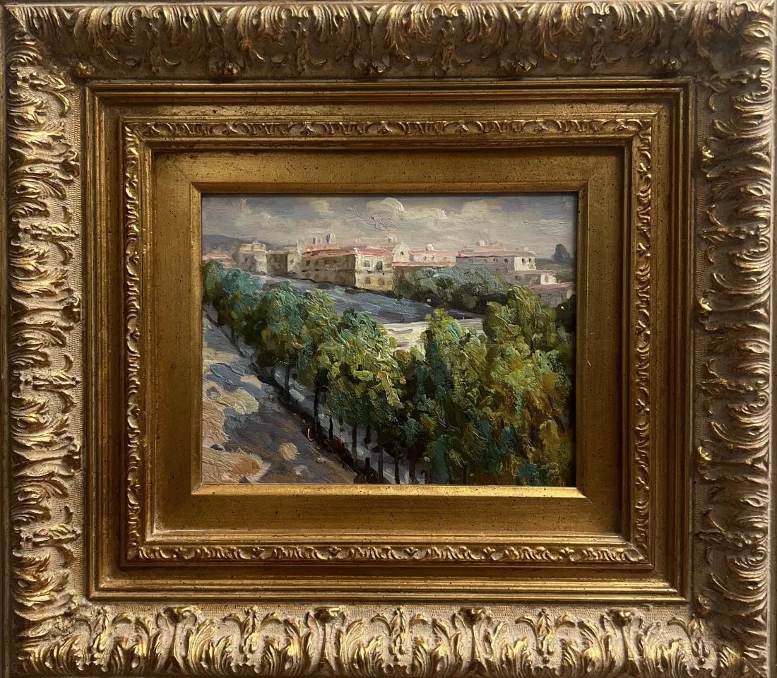 Borja Fernandez ( Spain b 1944) Attributed to "Florence Cityscape" oil on canvas: This beautiful painting by Borja Fernandez attributed to (Spain b 1944) depicts a stunning cityscape of Florence. The artist's use of oil on canvas perfectly captures the essence and beauty of this hi