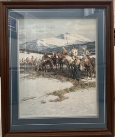 Tom Lovell "The Blackfeet wall" Large Stunning Framed Hand Signed Lito Numbered