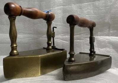 PAIR OF EARLY DANISH BRASS IRONS, LATE 18th CENTURY