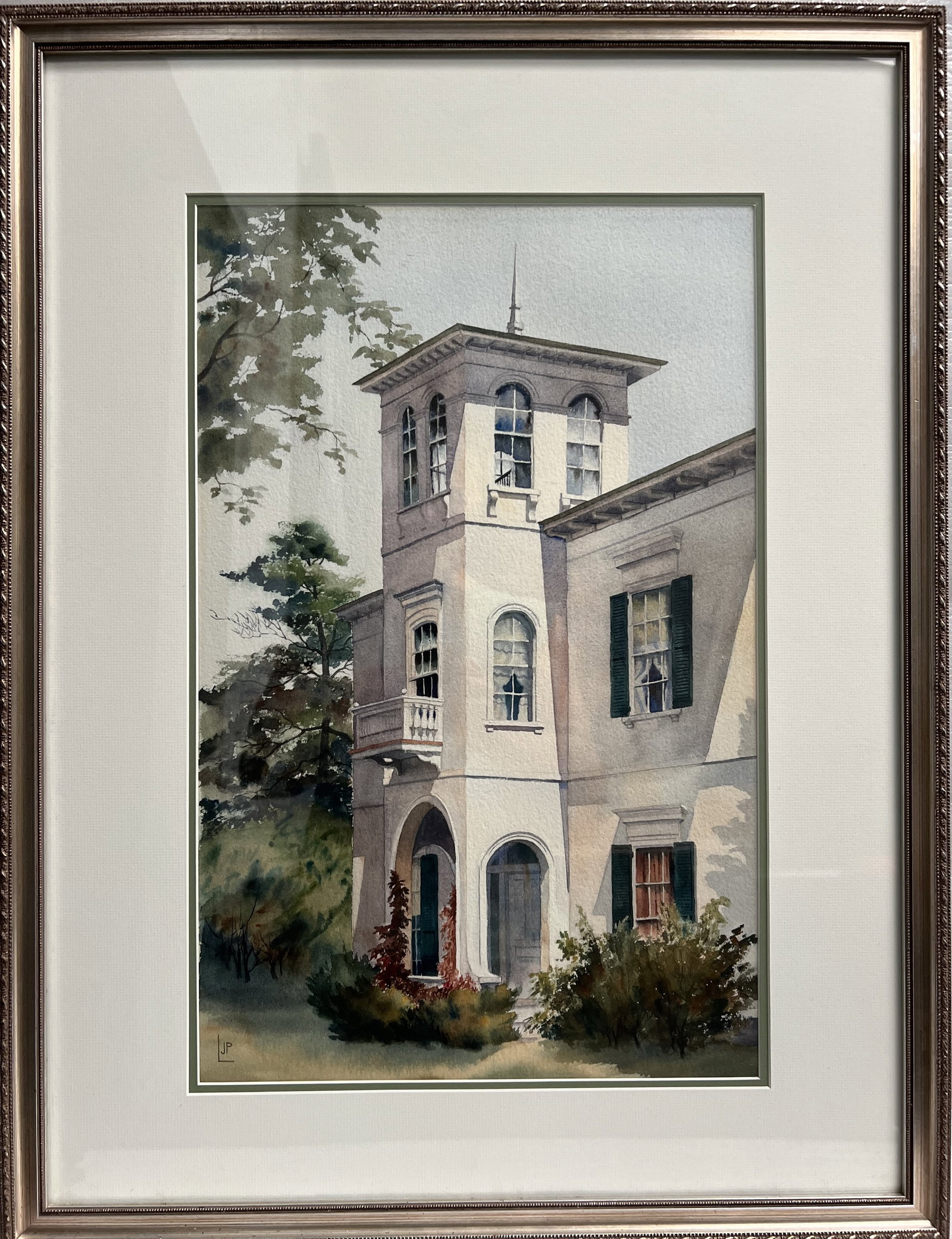 Water color on Paper Framed Signed by the Artist L.J.P.: Explore the serene beauty of cityscapes through this original watercolor painting by L.J.P. Capturing the essence of urban landscapes, this piece is steeped in the impressionist style, bringing a touc