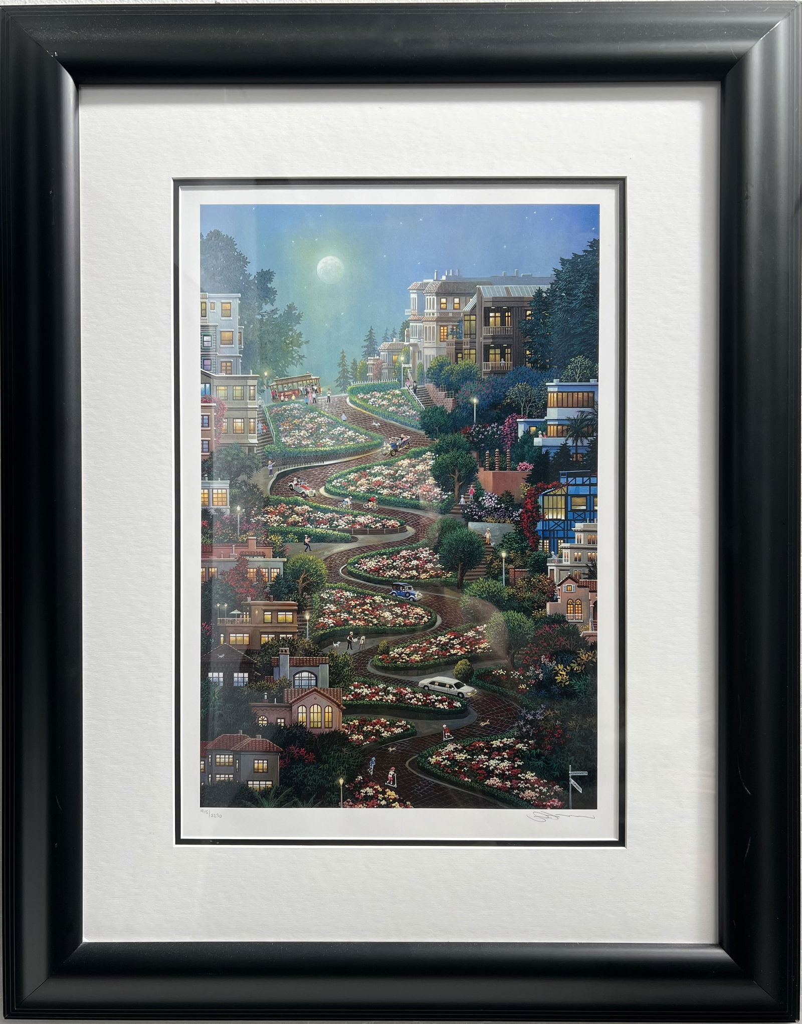Alexander Chen " Moon Over Lombard Street" Hand Signed in Pencil Seriolithograph (1 of 4)