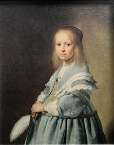 Portrait of a Young Girl , Vintage Oil on Canvas by the Artist Johannes Verpronck