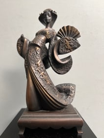 Japanese Geisha with a Fan , Crafted by Austin Production dated 1991 20" T 12" W