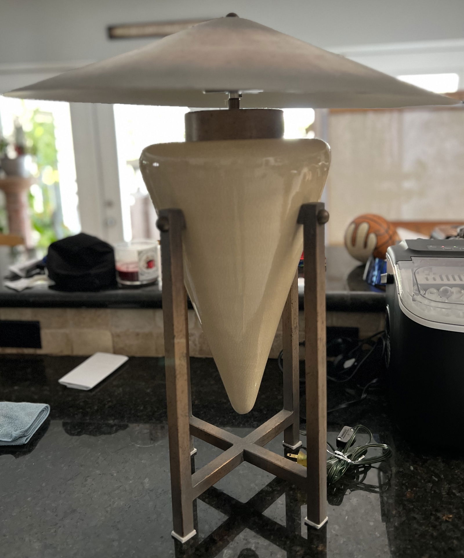 Max Blumberg Urn Table Lamp  Cone Shape Design Metal Cone Shade 1980s Rare (1 of 3)