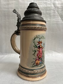 Wendelstein & Wick Beer Stein Hand Painted C Mid Century