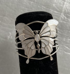 Sterling Silver Butterfly Abalone Bracelet 46 Grams
