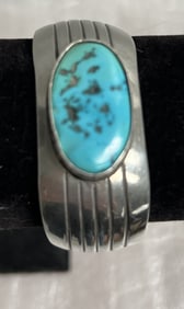 Tom Billy Navajo Sterling & Terquoise Bracelet 43 Grams
