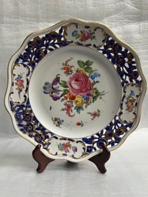 Pair of Dresden Reticulated Hand Painted Serving Plates