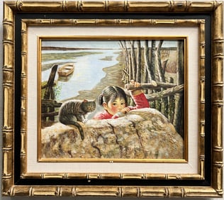 Stunning Oil on Canvas Attributed to Li Zijian (B 1941) China