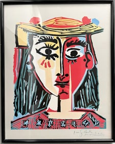 Pablo Picasso - "Bust of a Women with a Hat" Signature and Inscription