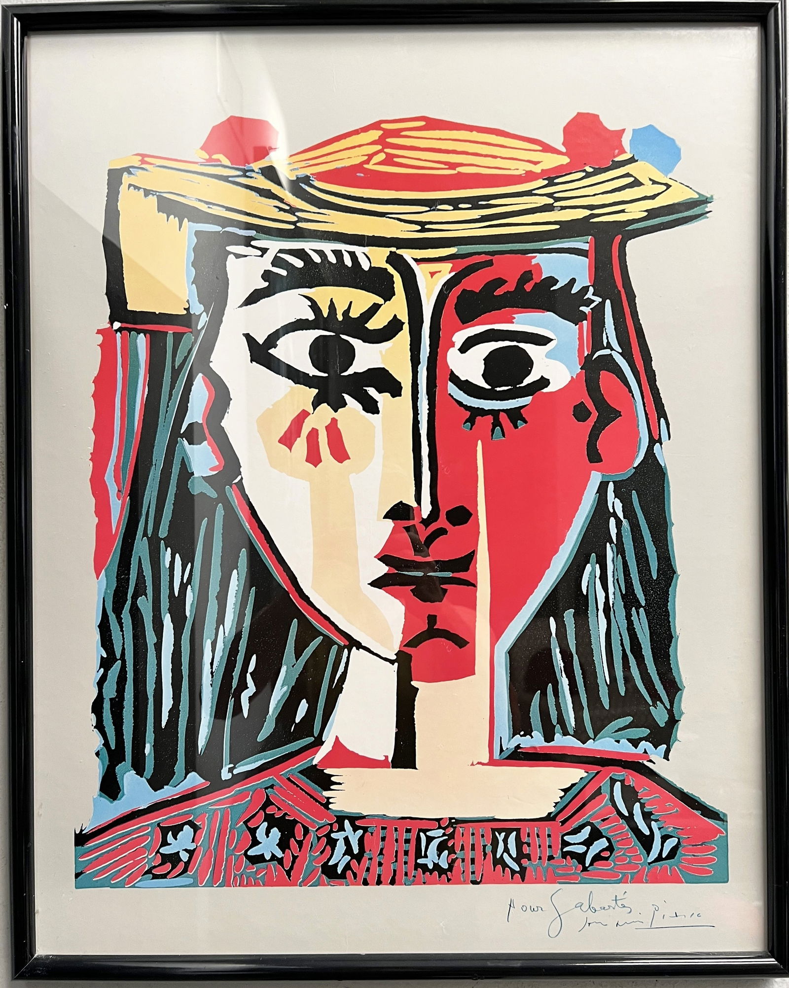 Pablo Picasso - "Bust of a Women with a Hat"  Signature and Inscription (1 of 3)