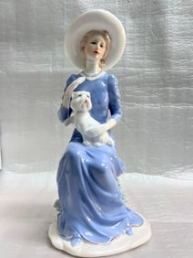 Elegant Lady Statue Ceramic Village Girl Figurine