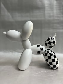 Jeff Koons After Black and White Checkered Balloon Bog Sculpture