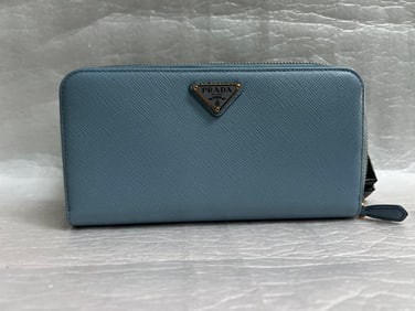 Prada Saffiano Wallet Aviator Blue