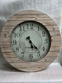 Large Fremon Round Wall Clock with a Wodden Frame