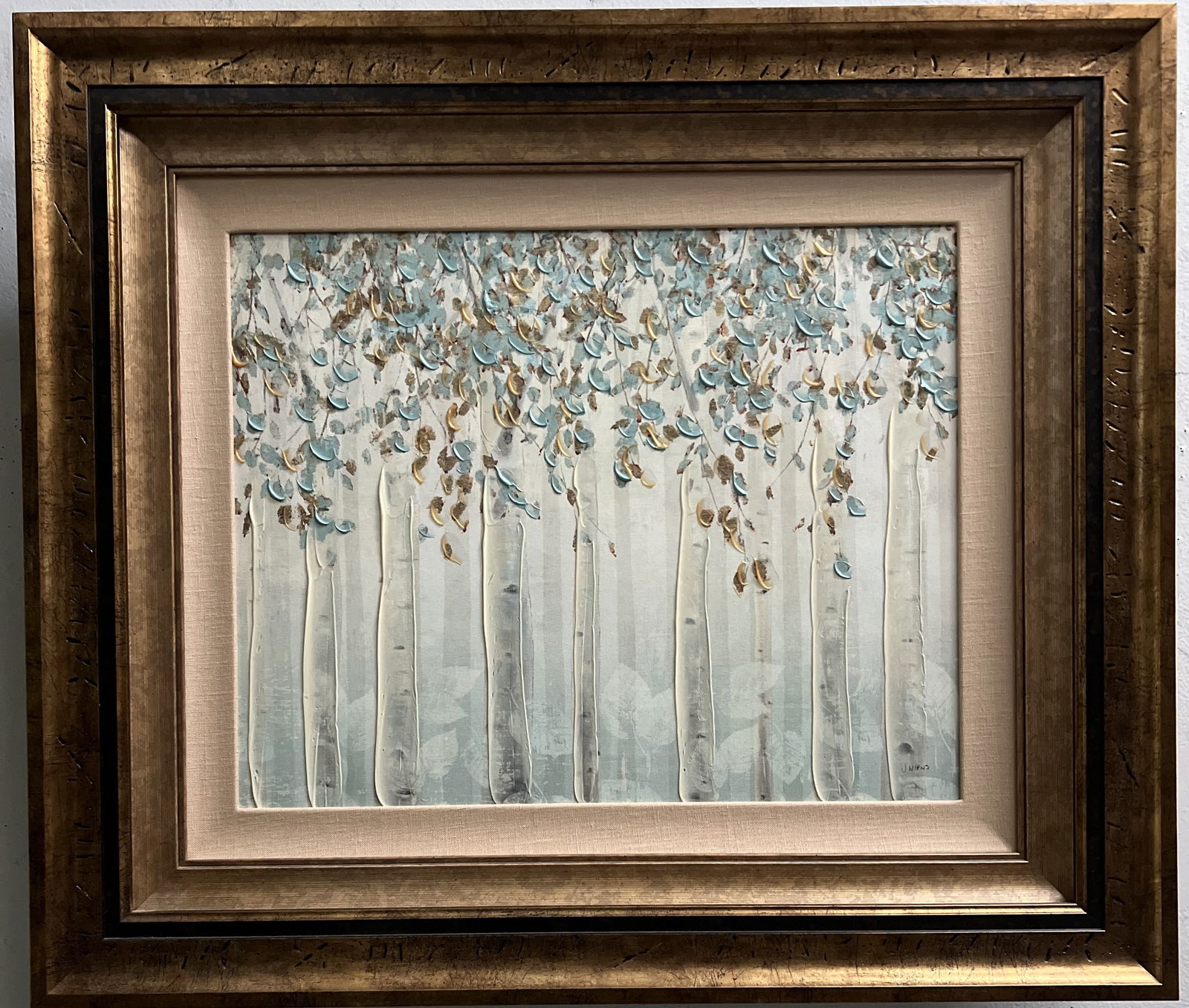 Stupell Industries Abstract Forest Leaves Tress Blue tax Soft Painting Framed (1 of 2)