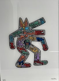 Keith Haring "Barking Dog" Marked 1/1 a Unique or First Print Signed lower Rt