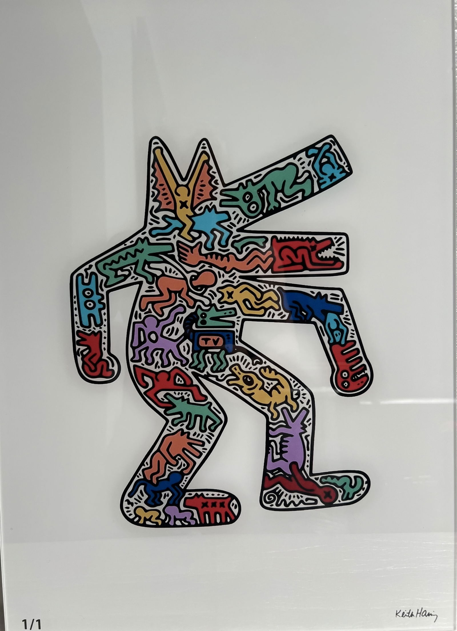 Keith Haring "Barking Dog" Marked 1/1 a Unique or First Print Signed lower Rt (1 of 4)