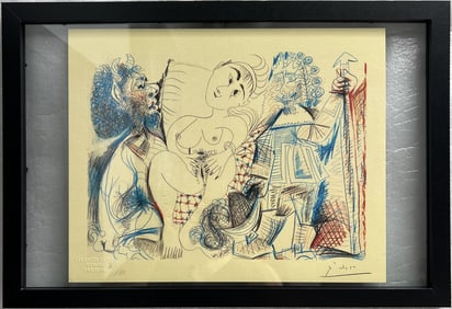 Pablo Picasso "The Faun and the Musketeer" Signed Color Lithograph W COA