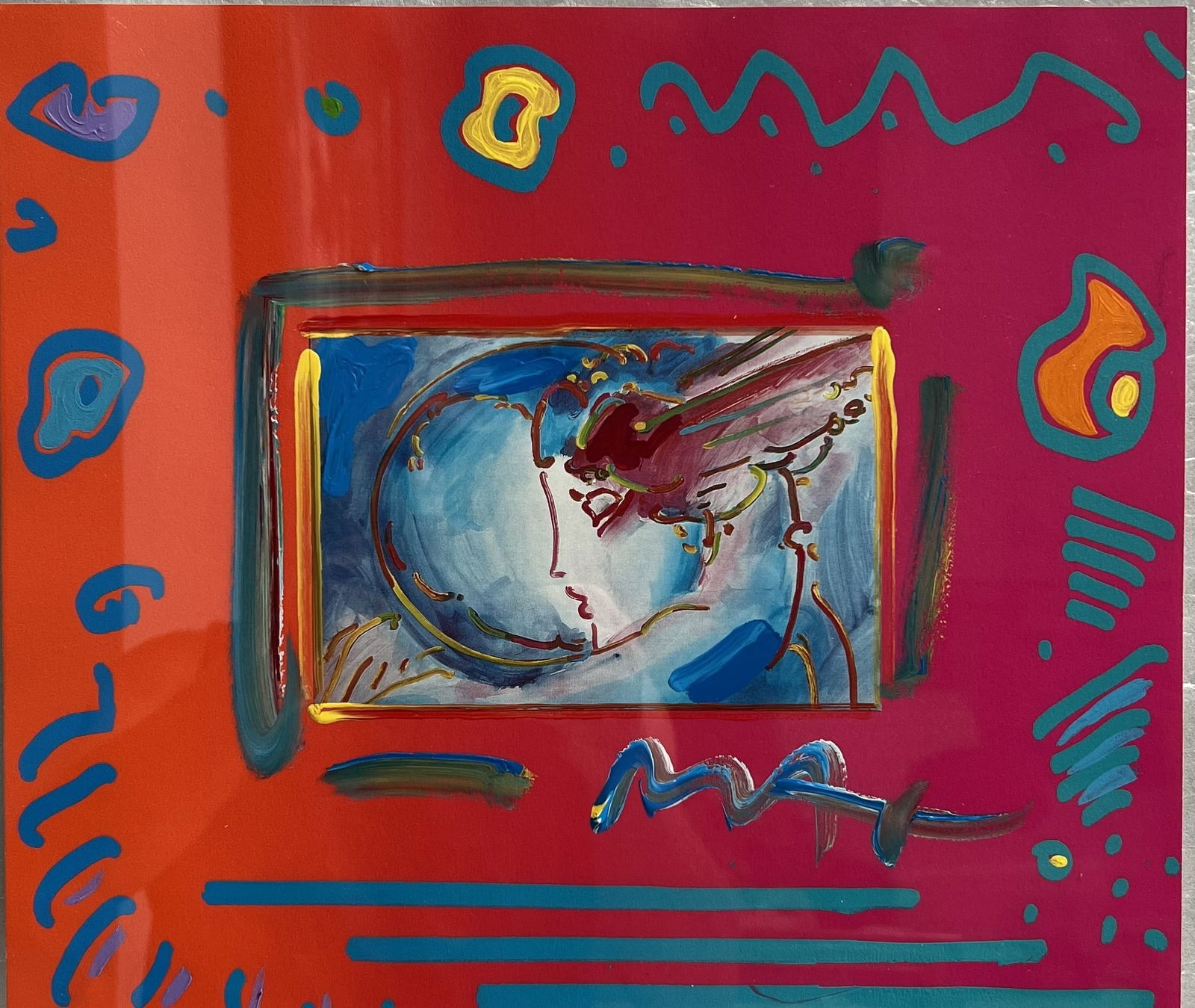 Peter Max "I Love the World" Lithograph with Acrylic on Paper  1999 (1 of 4)