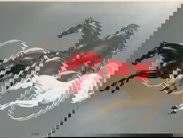 Gisela Pferdekamper " AUDI Horsepower" Original Oil on Canvas by Listed Artist