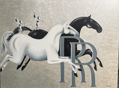 Gisela Pferdekamper Rolls Horsepower" Original Oil on Canvas by Listed Artist