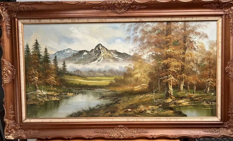 Stunning Large Oil on Canvas "Americana" Framed
