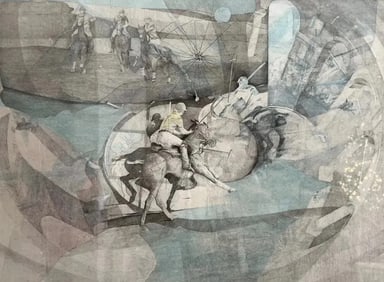 POLO ART PRINT HAND SIGNED BY THE ARTIST FRAMED , HORSES, POLO
