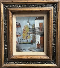 A Charming Scene of a Street in New Orleans Oil on Board by the artist LISA