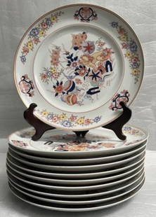 Vista Alegre PORTUGAL Set of 10 Dinner Plates 10" Wide Made in Portugal: The Vista Alegre Portugal Set of 10 Dinner Plates is a stylish addition to any dining table. Made in Portugal, these round, 10" wide plates feature a mid-century modern design with a multicolor finish