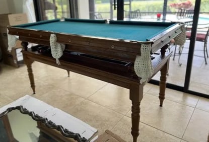 MAHAGANY SNOOKER TABLE 64" X 33" ONE PIECE SLATE