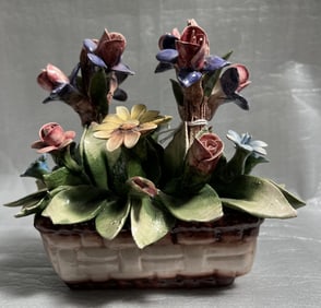 Vintage Large Italian Capodimonte Ceramic Flower Decorative statue