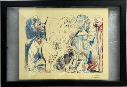 Pablo Picasso "The Faun and the Musketeer"  Signed Color Lithograph W COA