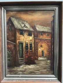 Hal Singer , attributed to the Painting Captures a Lively Street Scene with a Vibrant Colors