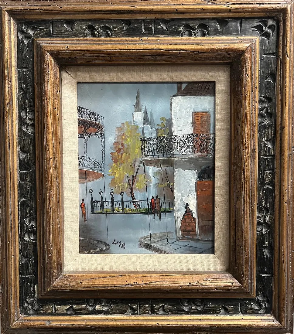 A Charming Scene of a Street in New Orleans Oil on Board by the artist LISA (1 of 4)