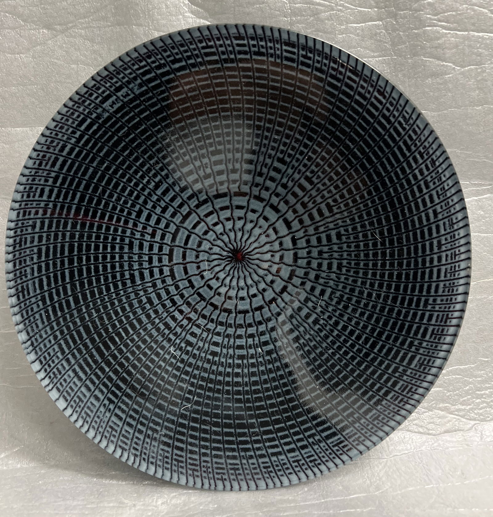 Maurice Heaton (1900-1989) 9" Mid Century Modern Enameled Glass  Plate c 1970s (1 of 3)