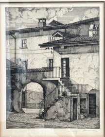 Luigi Lucioni "My Birthplace" Limited Edition Signed Originalb Etching