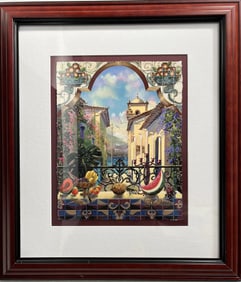 Otto Aguiar "Colonial" Giclee in Color on Paper Signed in Gold Inc COA Apprisal