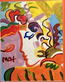Max Peter (Born 1922) "Blushing Beauty, Peter Max Painting – 1980s Era -Professionally Restor