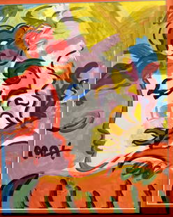 Max Peter (Born 1922) "Blushing Beauty, Peter Max Painting – 1980s Era -Professionally Restor: Peter Max Painting – 1980s Era – Professionally RestoredThis striking original painting by iconic pop artist Peter Max dates back to the 1980s, a pivotal period in his career when his vibrant pale