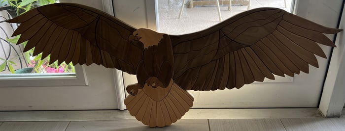 Stunning American Balg Eagal Intrsia Wood Art Signed by the Artist John Kupach