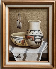 Myung Mario Jung Original Indian Potters Oil on Canvas
