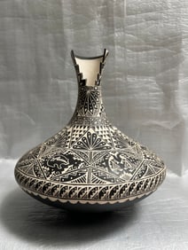 Karen Miller "Acoma Bear Paw Pottery Cantenne" Vase